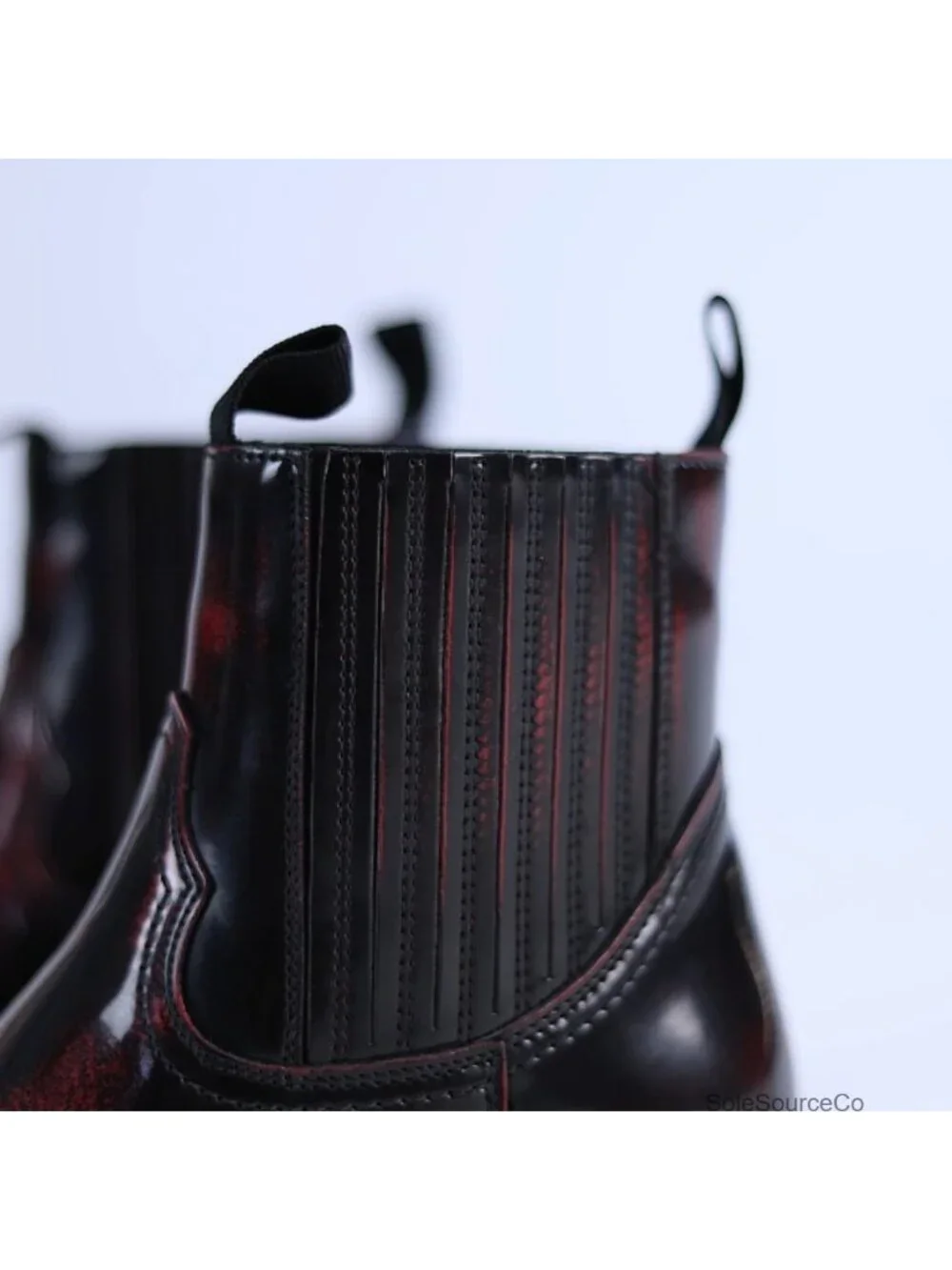 Men's Faux Leather Chelsea Boots Steel Toe Embroidered Ankle Boots